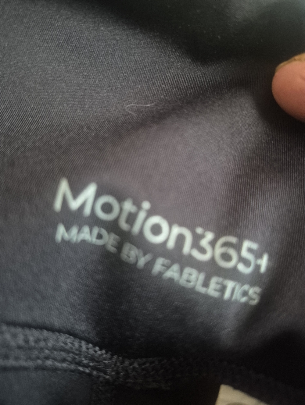 Fabletics Motion365+ Black Leggings with Light Blue Logo